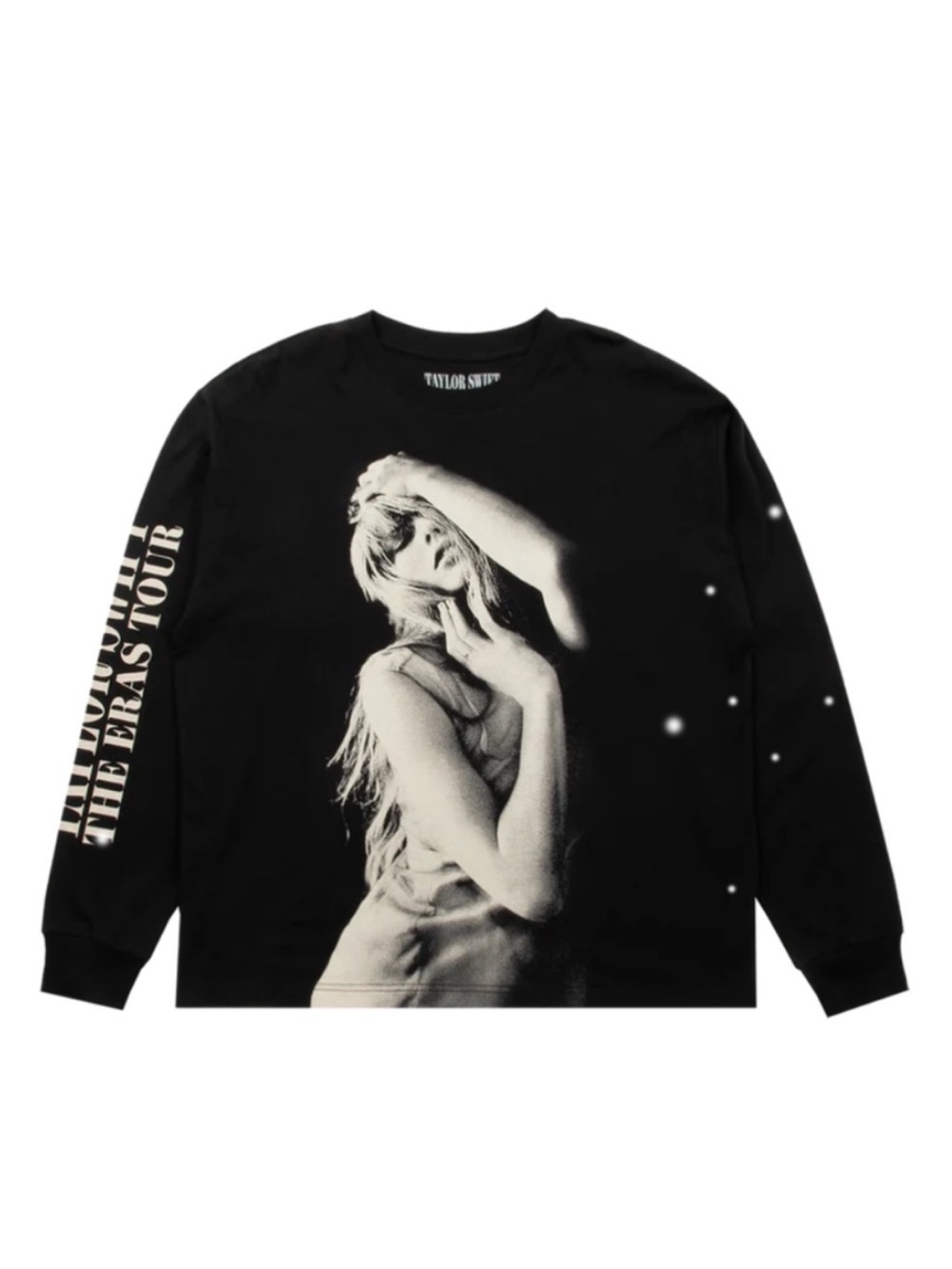 Taylor Black Long Sleeve Graphic Tee with Cream Photo Print
